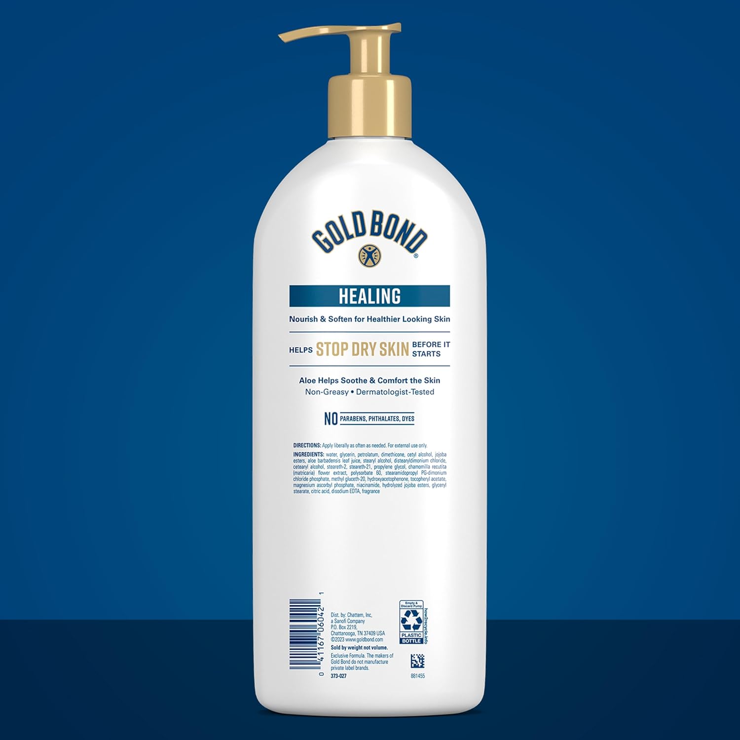Gold Bond Healing Hydrating Body Lotion with Aloe, Moisturizer for Dry to Extra Dry Skin, 24-HR Hydration to Soothe & Comfort, Non-Greasy, Dermatologist-Tested, Light Scent, 24 Oz Family Size Pump - Image 3