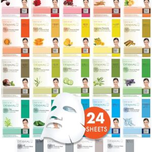 DERMAL 24 Combo Pack Made in Korea Facial Mask – 20+ Years of K-Beauty Experience, Premium Quality Korean Sheet Masks for Daily Skincare Routine