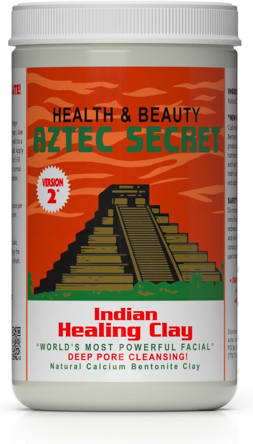 Aztec Secret – Indian Healing Clay – Deep Pore Cleansing Facial & Body Mask – The Original 100% Natural Calcium Bentonite Clay – New Version 2-32 Oz (Pack of 1)