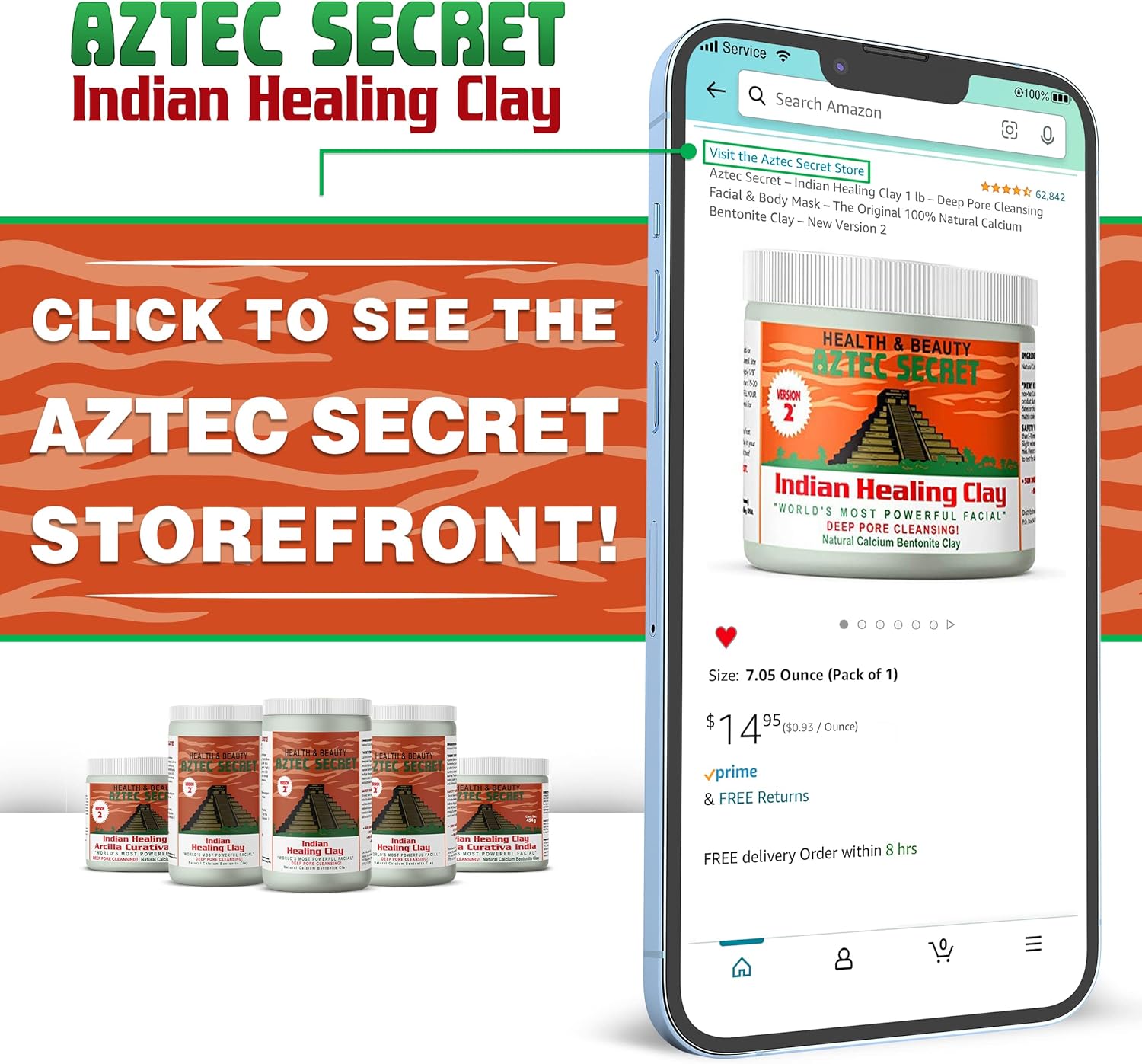 Aztec Secret – Indian Healing Clay – Deep Pore Cleansing Facial & Body Mask – The Original 100% Natural Calcium Bentonite Clay – New Version 2-32 Oz (Pack of 1) - Image 6