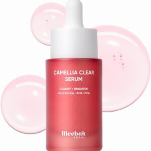 Meebak Camellia Clear Daily Exfoliating Serum – 2% Niacinamide + AHA & PHA, Gentle Chemical Exfoliant Face Serum for Skin Texture & Tone, Hydrating Pore Minimizer for Face, Korean Skincare