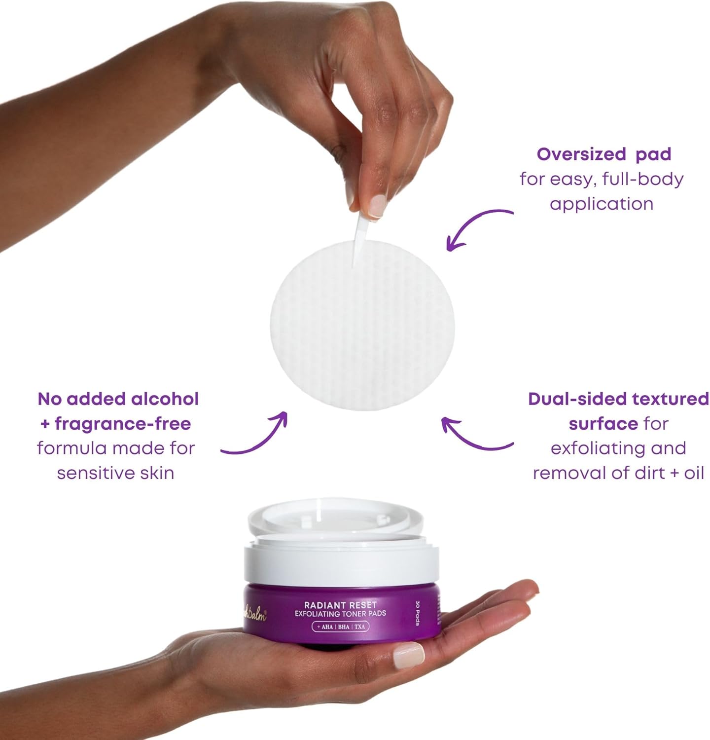Bushbalm Exfoliating Ingrown Hair Pads - Enhanced with BHA & AHA for Underarm + Bikini Area - Daily Use to Soothe Ingrown Hairs & Razor Bumps - TXA for Dark Spots - Radiant Reset 30 Large Pads - Image 3